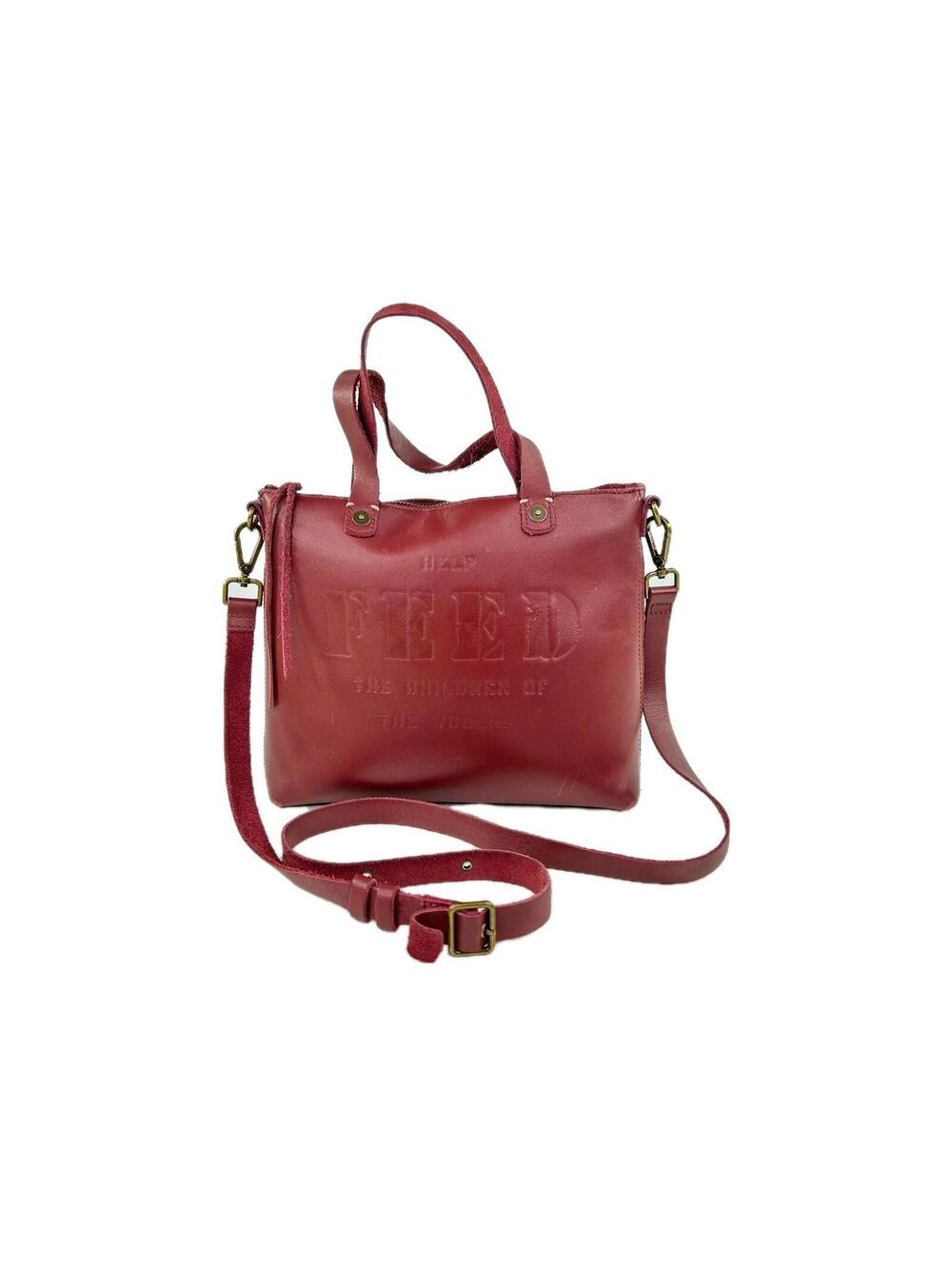 FEED PROJECTS Eleanor Crossbody Bag Red Russet Leather Bag Purse Zip Handbag
